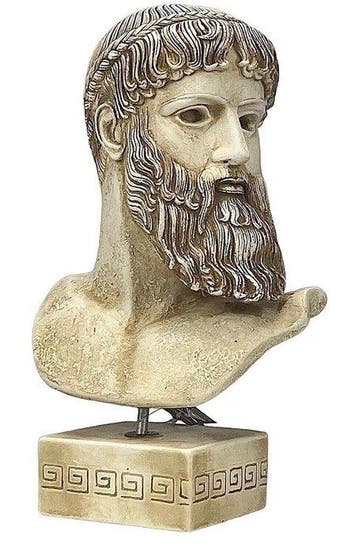 sculptuur, Testa di Zeus - Poseidone con base - 26 cm -