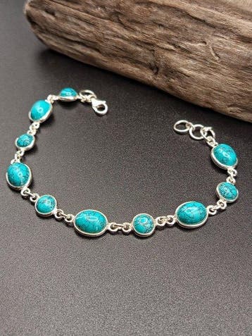 Pièce Unique - Bracelet en Argent 925 avec Turquoise,