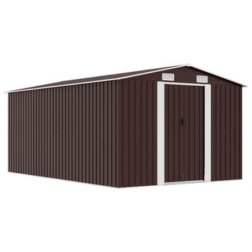 vidaXL Tuinschuur 257x392x181 cm metaal bruin, Verzenden, Nieuw
