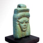Oud-Egyptisch Faience Hathor Plaque Amulet