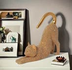 sculptuur, Scultura Chic in Resina – Gatto Dorato Made in
