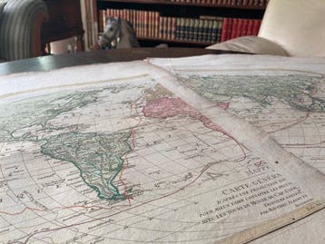 große kolorierte Weltkarte - wereld; Gebrüder Lotter - Mappe, Nieuw