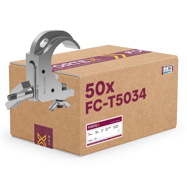 50x FORTEX Selflock Coupler truss klem Short WLL 200kg buis, Muziek en Instrumenten, Licht en Laser, Verzenden