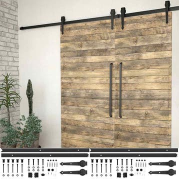 vidaXL Hardwaresets voor schuifdeuren 2 st 200 cm staal, Verzenden, Nieuw