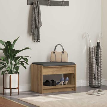 vidaXL Hallenbank Artisan Eik 63 x 38 x 45 cm Geengineerd, Verzenden, Nieuw