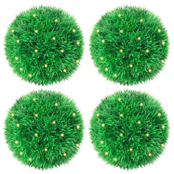 vidaXL Kunstbuxusballen met LED-verlichting 4 st 12 cm groen, Verzenden
