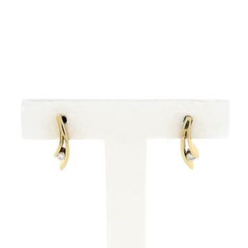 Gouden oorstekers met diamant; 0,08 ct. (Oorbellen), Handtassen en Accessoires, Oorbellen, Gebruikt, Ophalen of Verzenden, Met edelsteen