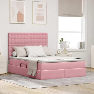vidaXL Opslag bed met matras met matras Roze 140 x 200 cm, Verzenden, Nieuw