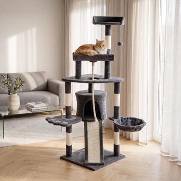 Arbre à chat avec griffoir en sisal - gris - 145 x 100 x 77, Verzenden, Neuf