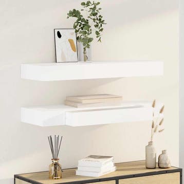 vidaXL Wandplanken zwevend met lades 2 st 80 cm wit, Verzenden