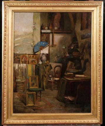 Emile Rimbout (1849-1926) - The artists studio in Brussels