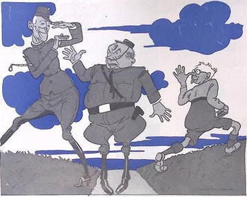 De NSB, VNH en NJV op spotprent (lijst optie, Lithos), Antiek en Kunst, Verzenden