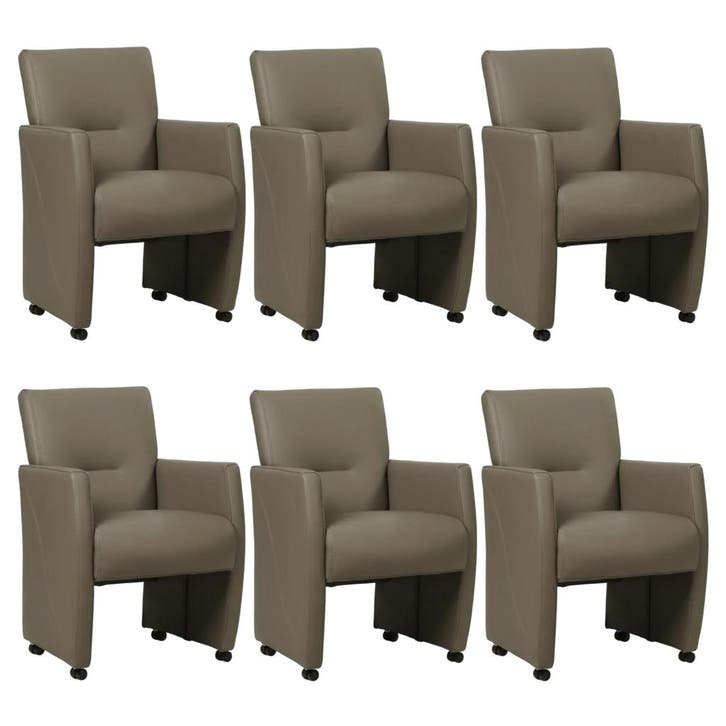 Leren eetkamerstoel Pleasure - Toledo Smog (grijs) - Met, Huis en Inrichting, Stoelen, Nieuw, Eén, Leer, Ophalen of Verzenden