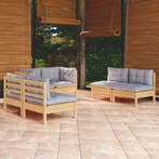 vidaXL 6-delige Loungeset met grijze kussens grenenhout, Verzenden, Loungeset