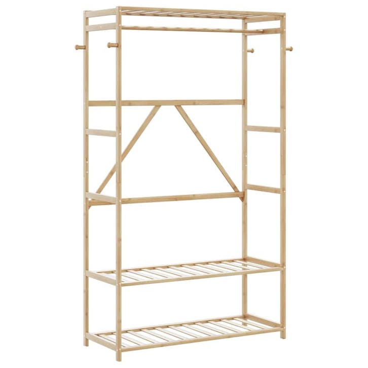vidaXL Kledingrek met schappen 110x40x175 cm bamboe, Maison & Meubles, Armoires | Penderies & Garde-robes, Envoi