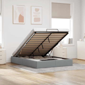 vidaXL Bedframe zonder matras 140x190 cm stof lichtgrijs, Verzenden