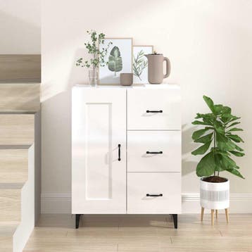 vidaXL Dressoir 69,5x34x90 cm bewerkt hout hoogglans wit, Verzenden