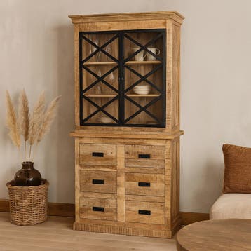 Buffetkast Mangohout Milan 100 6 Lades X, Huis en Inrichting, Kasten | Buffetkasten, Verzenden, Nieuw, Overige houtsoorten, Industriële meubels