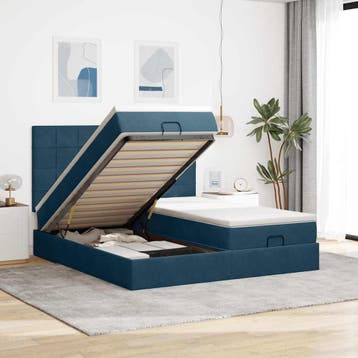 vidaXL Bed poef met matrassen en leds 200x200 cm fluweel, Huis en Inrichting, Verzenden, Nieuw