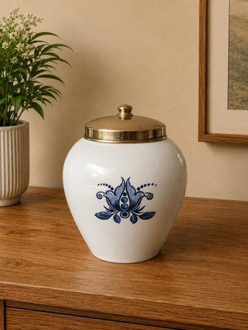 Goedewaagen - Tabakspot - Delfts blauw, Messing - TOEBACK, Antiquités & Art