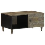 vidaXL Salontafel 80x50x40 cm massief mangohout lichtgrijs, Verzenden