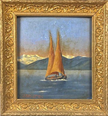 Henri Gustave Masson (1869-1957) - Veliero sul lago alpino