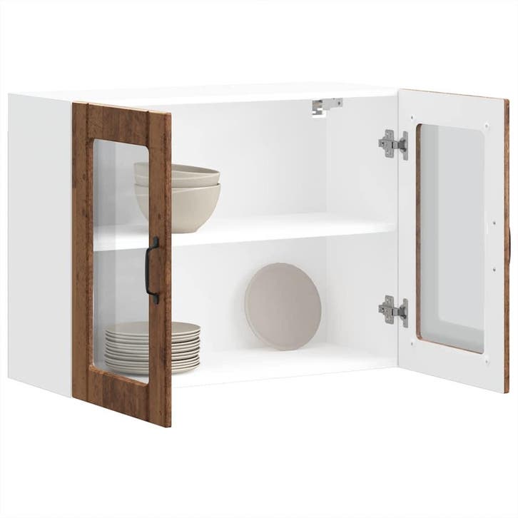 vidaXL Keukenbovenkast met glazen deur bewerkt hout oud, Maison & Meubles, Armoires | Autre, Envoi