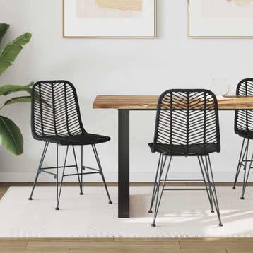 vidaXL Eetkamerstoel 2 st Riet en Ijzer Zwart 44,5 x 54,5 x, Huis en Inrichting, Verzenden, Nieuw