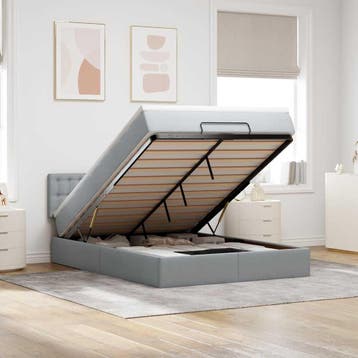 vidaXL Bed poef met matras en LEDs stof 140x190 cm, Verzenden, Nieuw