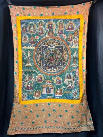 Tibetaanse thangka - Linnen, Leder - Tibet - 20e eeuw, Antiek en Kunst
