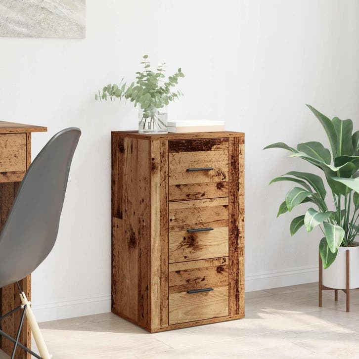 vidaXL Dressoir met lade Oudhout 40 x 33 x 70 cm Bewerkt, Huis en Inrichting, Kasten | Dressoirs, Nieuw, Verzenden