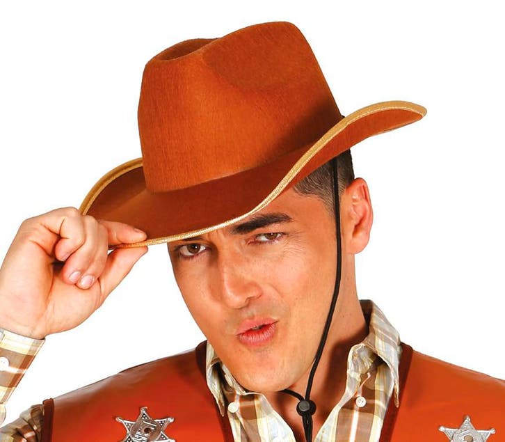 Cowboy Hoed Bruin Oranje, Hobby en Vrije tijd, Feestartikelen, Nieuw, Verzenden