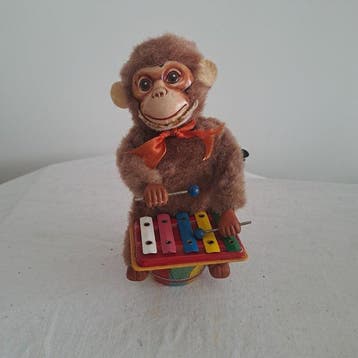Japanese Manufacturer - Singe à remontoir avec un xylophone