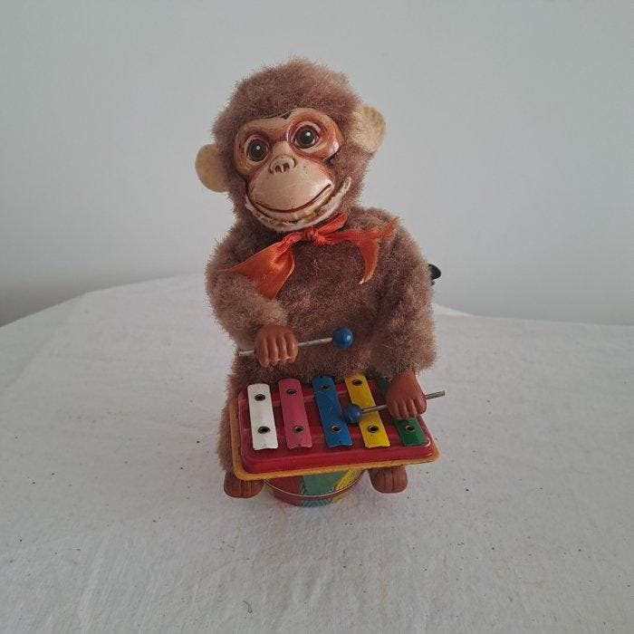 Japanese Manufacturer - Singe à remontoir avec un xylophone, Antiquités & Art, Antiquités | Jouets