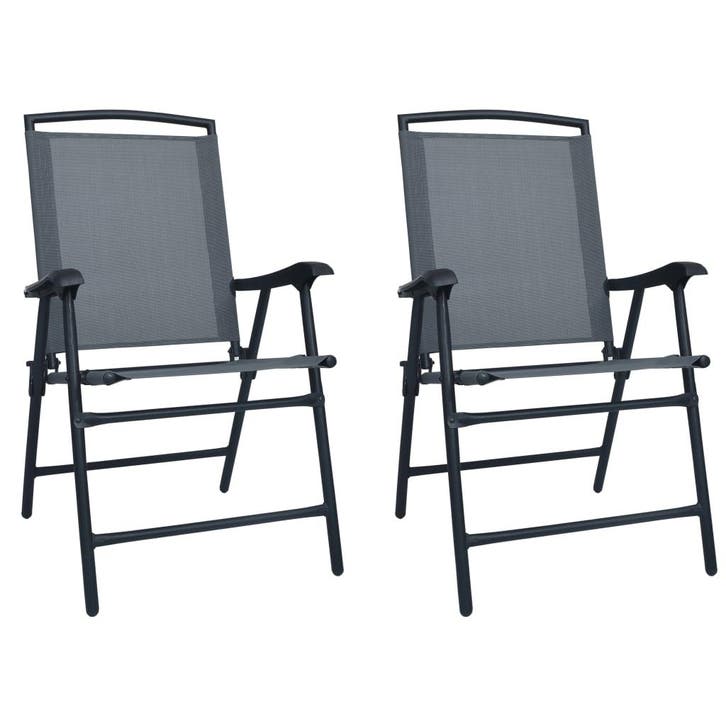 vidaXL Tuinstoelen inklapbaar 2 st textileen grijs, Jardin & Terrasse, Chaises de jardin, Envoi