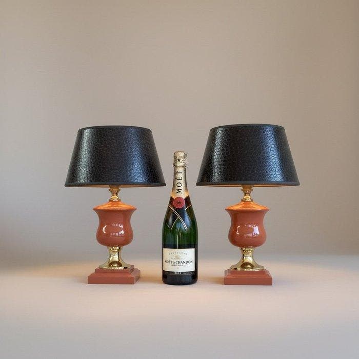 Maison Le Dauphin - Lamp - Messing, Textiel, Keramiek - Een, Antiek en Kunst, Curiosa en Brocante