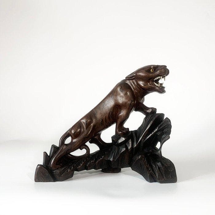 Clean-Chisel Carved Ascending Tiger Ornament - Sculpture, Antiek en Kunst, Antiek | Overige Antiek