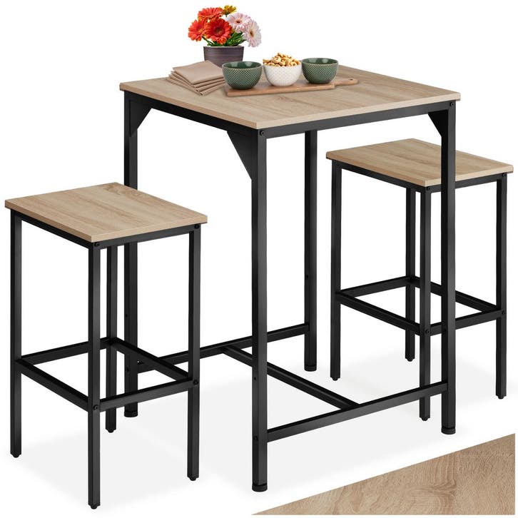 Bartafelset Inverness - Industrieel licht hout, eiken Sonoma, Maison & Meubles, Pièces pour table, Envoi