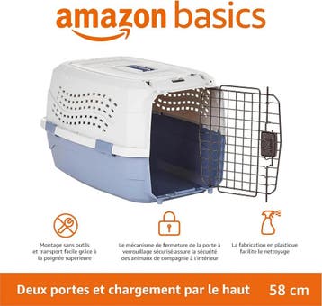 Amazon Basics transportbox 2 deuren 58x38x33 cm blauw, Dieren en Toebehoren, Ophalen of Verzenden, Nieuw