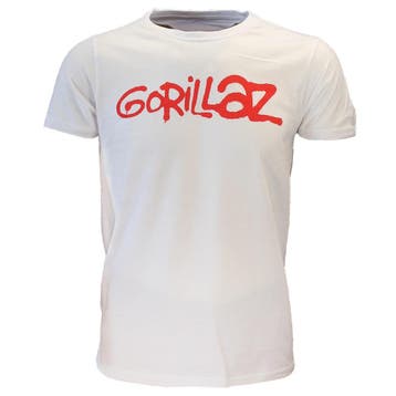 Gorillaz White Tee Logo T-Shirt - Officiële Merchandise, Nieuw
