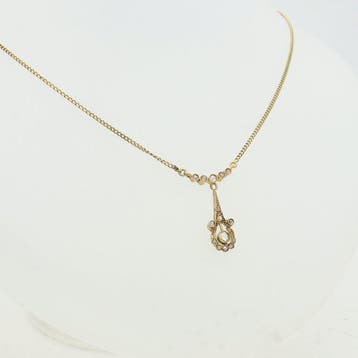 Ketting met hanger - 14 karaat Geel goud - roos geslepen