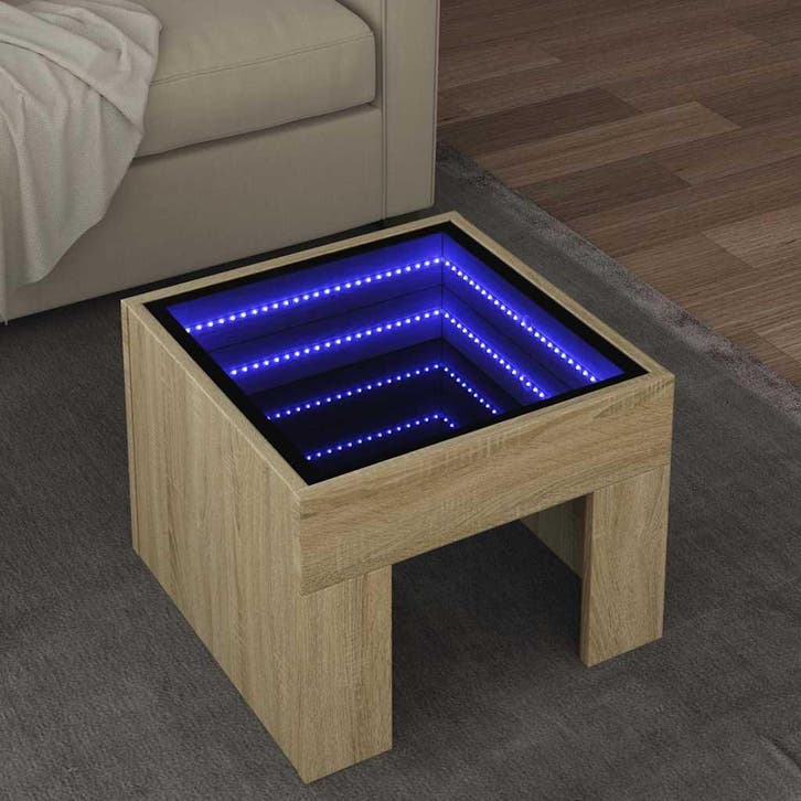 vidaXL Salontafel met Infinity LED 40x40x30 cm sonoma, Maison & Meubles, Tables | Tables de salon, Envoi