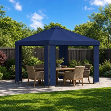 vidaXL Prieel 3 x 3 m Blauw Polyester en Staal 190 gsm, Verzenden