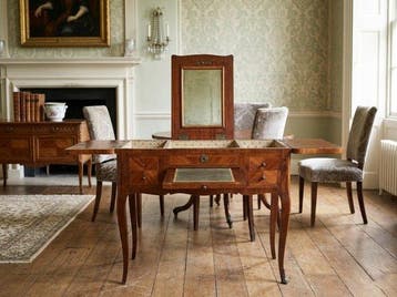 Bureau plat - Bois, Verre, Bronze