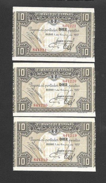 Spanje. - 6 Banknotes - 1928/1937 (Zonder minimumprijs), Postzegels en Munten
