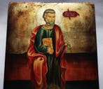 Icoon - Massieve oude icoon van de heilige apostel Petrus -, Antiek en Kunst, Antiek | Boeken en Manuscripten