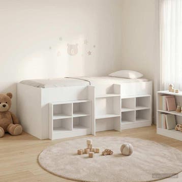 vidaXL Loft Bed Frame met Kast met plank 3 st Wit Bewerkt, Verzenden