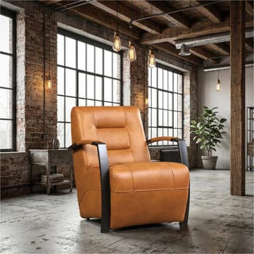 Leren fauteuil Magnificent, Huis en Inrichting, Fauteuils, Nieuw, Ophalen of Verzenden, 50 tot 75 cm, Industrieel, Modern