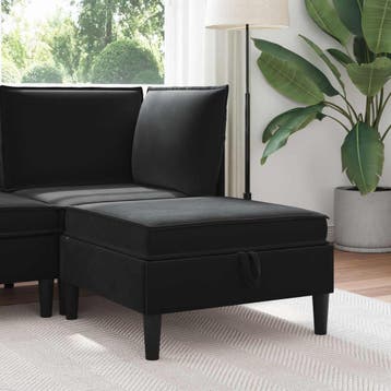 vidaXL Sofa Kruk met Opbergruimte Zwart Fluweel, Maison & Meubles, Verzenden