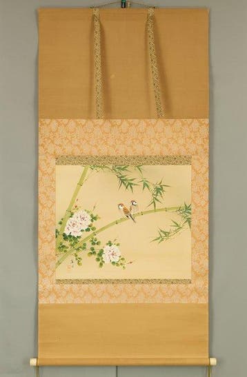 Two Sparrows and Peony Flowers with Original Box (Tomobako)